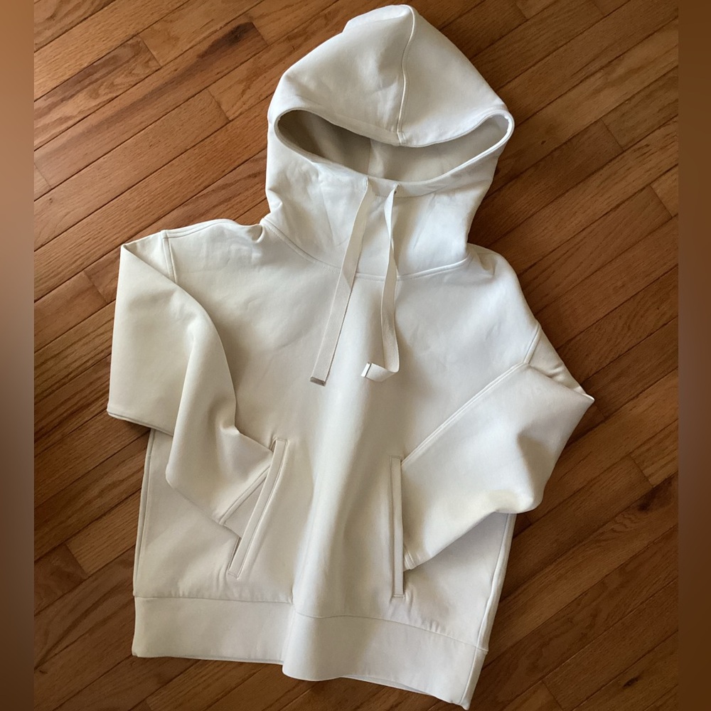 SCUBA KNIT BANANA REPUBLIC NWT MULTI SEASON HOODIE POCKETS CREAM WHITE MEDIUM - Picture 8 of 14